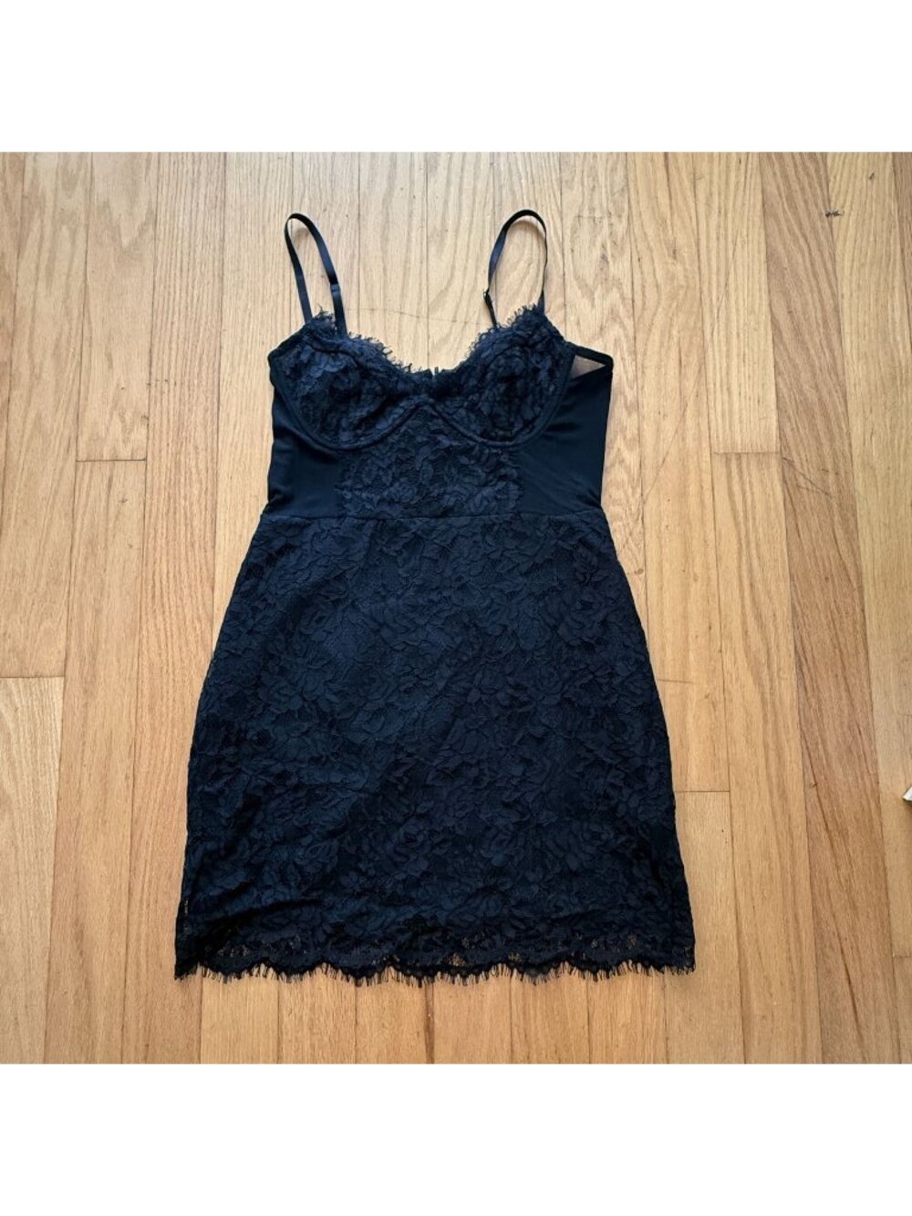 Forever 21 Women's Large Lace Mesh Black Strappy Bodycon Mini Dress